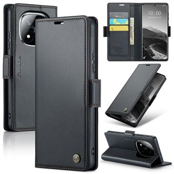Capa FOXDOCK para Xiaomi Redmi Note 14 Pro 5G | Bloqueio RFID | Fecho Magnético | Flip | Pele | 3 Compartimentos para Cartões | Preto - 1