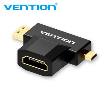 Adaptador Mini HDMI + Micro HDMI Vention para HDMI Fémea - Preto - 1