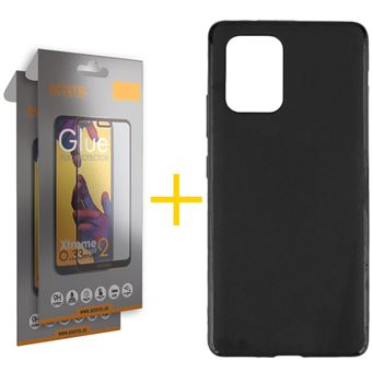 Conjunto Accetel 1 x Película de Vidro Full + Capa para Samsung A91 | Silicone Liso - Preto - 1