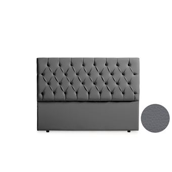 Cabeceira Estofada Moonia Capri Pele Sintética | 90 X 120 X 12 cm | Cinza Escuro - 1