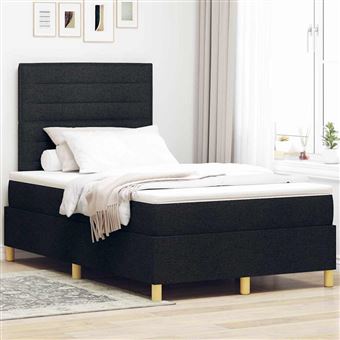 Cama Box com Colchão e Cabeceira vidaXL | Preto | 120 x 190 cm | tecido - 1
