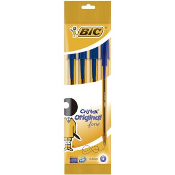 Embalagem com 4 Esferográficas Bic Cristal Fine Azul 872721 - 1