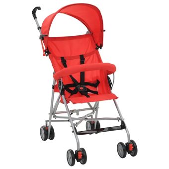 Carrinho de Bebé vidaXL Dobrável Vermelho Aço