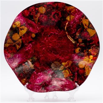 Prato de Natal Vermelho Redondo Presentear - 1