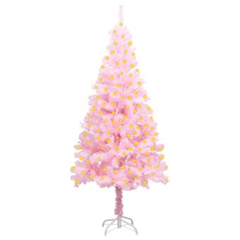 Árvore de Natal Artificial pré-iluminada vidaXL + suporte PVC rosa - 1