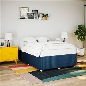 Estrutura de cama sem colchão vidaXL | 140x200 cm | tecido azul - 1