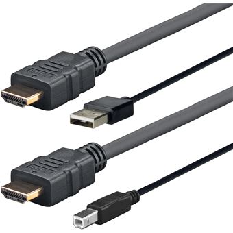 cabo de interface/adaptador de género VivoLink PROHDMIUSBAB3  HDMI+USB-A HDMI+USB-B Preto - 1