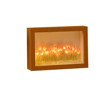 Candeeiro de Mesa Tulipa LED Dishiqing com Moldura | 13 Flores - Rosa - 1