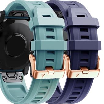 Pack 2 x Braceletes de Silicone com Fecho de Metal Antiimpacto para Garmin Instinct 2S - Turquesa e Roxo - 1