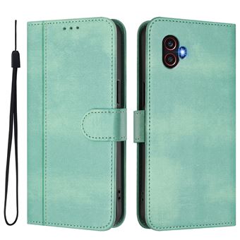 Capa FOXDOCK para Samsung Galaxy Xcover 6 Pro | Estilo Vintage | TPU com Textura de Pele Antiderrapante | Compartimentos para Cartões e Suporte | Verde claro - 1