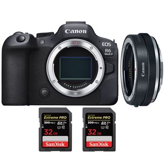 Canon EOS R6 Mark II ( R6II ) + Canon EF-EOS R Premium + 2 SanDisk 32GB Extreme PRO UHS-II SDXC 300 MB/s + PDF 20 Técnicas para Melhorar as suas Fotografias - 1