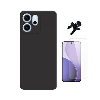 Kit Vidro Clearglass + Capa Silicone Líquido + Suporte Reforçado PHONECARE para Oppo Reno14 FS 5G | Preto - 1