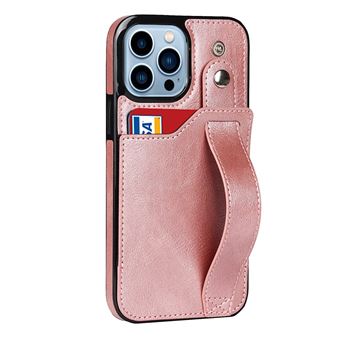 Capa e Tpu + Pu magunivers Função de Bloqueio Rfid com Muleta para Pulseira e Porta-Cartão Ouro Rosa para Iphone 13 Pro 6.1'' - 1