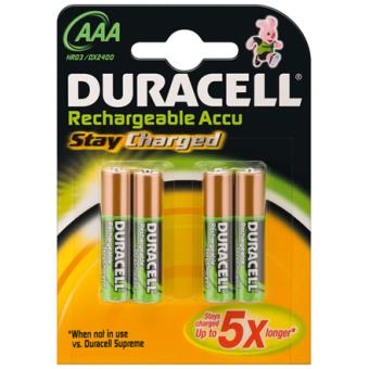 Duracell AAA 800mAh NiMH 4-BL RTU Níquel-hidreto metálico 800mAh 1.2V pilha recarregável Preto e Dourado e Verde 49593 - 1