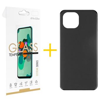 Pack 1 x Película de Vidro Temperado 2.5D + Capa skyhe Apple iPhone 15 Pro Max Silicone Liso - Preto - 1