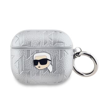 Capa para AirPods 3 Karl Lagerfeld | Monograma com Cabeça de Karl em Relevo | Prateado - 1