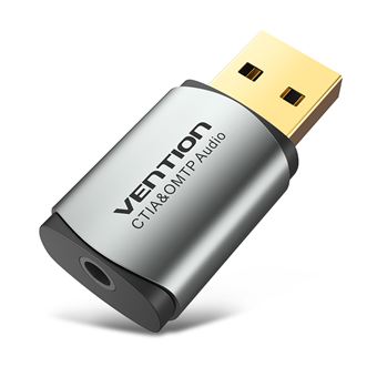 Adaptador de Placa de Som Externa (OMTP-CTIA) Vention | USB para Jack 3.5 mm Fémea - Cinzento Metalizado - 1