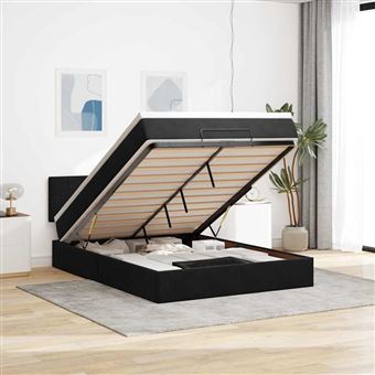 Estrutura de cama otomana com colchão vidaXL | 140x190 cm | veludo preto - 1