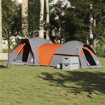 Tenda de campismo para 5 pessoas vidaXL | Impermeável cinzento e laranja - 1