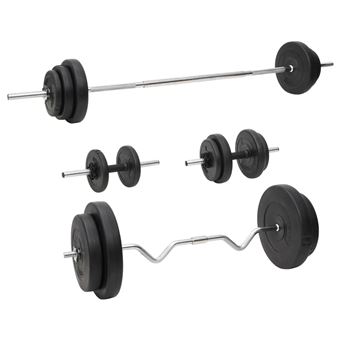 Conjunto de barras e halteres com discos vidaXL | 90 Kg - 1