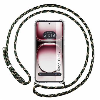 Capa suspensa TUMUNDOSMARTPHONE transparente para Oppo Reno 12 5G com cabo verde / dourado - 1