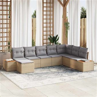 Conjunto de Sofá de Jardim vidaXL | 8 Peças | Bege e Cinza Claro - 1