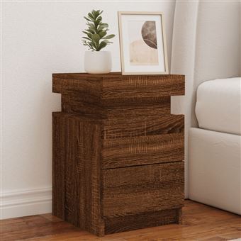 Mesa de cabeceira vidaXL | com luzes LED 2 peças | 35x39x55 cm | carvalho castanho - 1