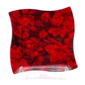 Prato De Natal Vermelho Quadrado Presentear - 1