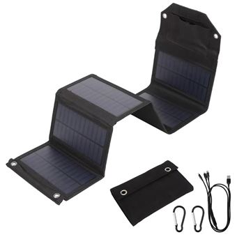 Painel Solar Portátil Klack | Dobrável | 60W | 6 Painéis | 2 Saídas USB | Mosquetões e Cabo 3 em 1 (Tipo-C | Lightning | MicroUSB) - 1