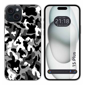 Capa Tumundosmartphone de silicone para iPhone 15 Plus (6.7) design Desenhos de camuflagem de neve - 1