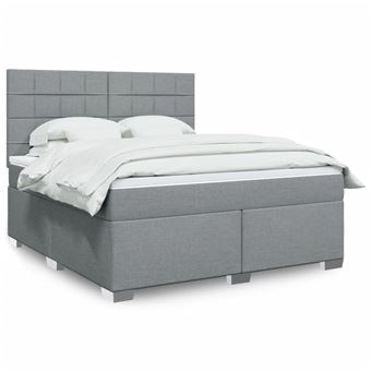 Cama com molas/colchão vidaXL | 180x200 cm | tecido cinzento-claro - 1