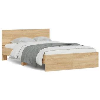 Estrutura de cama com cabeceira e luzes LED vidaXL | 120x190cm | carvalho sonoma - 1