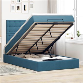 Estrutura cama otomana com colchões vidaXL | 120x200 cm | veludo azul escuro - 1