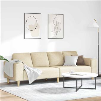 Conjunto de Sofás vidaXL | Creme | Tecido - 1