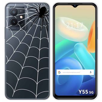 Capa Tumundosmartphone de silicone transparente para Vivo Y55 5G design de aranha de desenho animado - 1