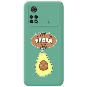 Capa Tumundosmartphone de silicone líquido verde para Xiaomi POCO M4 Pro 4G desenhos de design  Vegan Life - 1