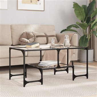 Mesa de centro vidaXL | com topo em vidro transparente 98,5x50x45 cm | aço - 1