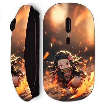 Rato Sem Fios Maniacase Preto demon Slayer Nezuko 3D Art Anime Manga - 1