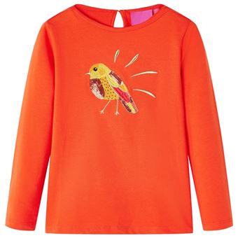 T-shirt de manga comprida para criança | vidaXL | laranja-escuro 104 | 3 a 4 anos - 1