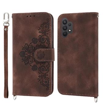 Capa ZURSANA para Samsung Galaxy A13 4G/5G | Pele com Fecho de Encaixe para Colar + Cordão em Pele | Castanho - 1