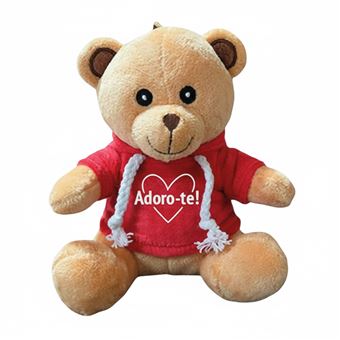 Urso de peluche com Sweater Dupla NAM12201 | Castanho + Vermelho | 20 cm - 1