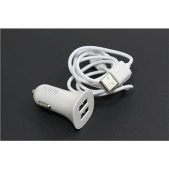 Carregador de Isqueiro  + Cabo Accetel 2.1A 2xUSB para Xiaomi Pocophone F1 Branco - 1
