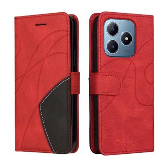 Capa Flip FLOODKING para Samsung Galaxy Realme C63 | Couro | Porta-Cartões | Vermelho - 1