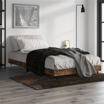 Estrutura de Cama vidaXL | 100x200 cm | Derivados de Madeira carvalho fumado - 1
