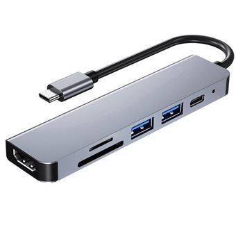 Docking Station Hub USB C 6 em 1 LKC | 4K/30Hz HDMI para Macbook/Dell/HP | PD100W | USB3.0 | USB2.0 | SD | TFD - 1