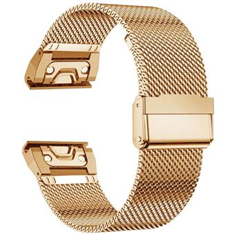 Bracelete em Malha de Aço Flexível Antiimpacto para Garmin Fenix 7 Pro Solar | Rose Gold - 1