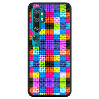 Capa Hapdey para Xiaomi Mi Note 10 - Note 10 Pro - CC9 Pro | Silicone Flexível em TPU | Design Quadrados coloridos com gotas de água - Preto