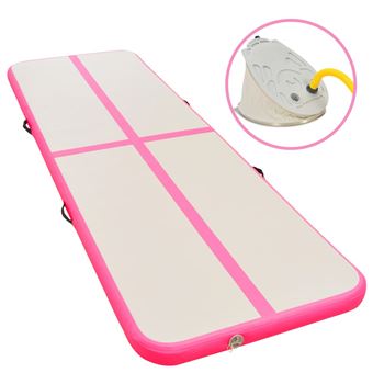 Colchão de Ginástica Insuflável vidaXLcom Bomba | 500 x 100 x 10 cm | PVC - Rosa - 1