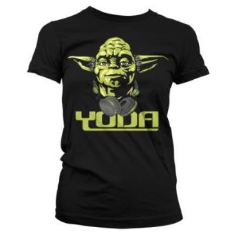 T-Shirt Senhora Star Wars Cool Yoda Preto Tamanho S - 1