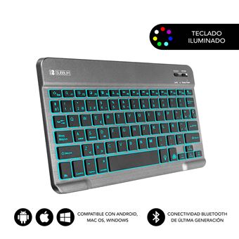 Teclado para dispositivos móveis subblim teclado smart backlit touchpad bluetooth grey qwerty espanhol preto, cinzento - 1
